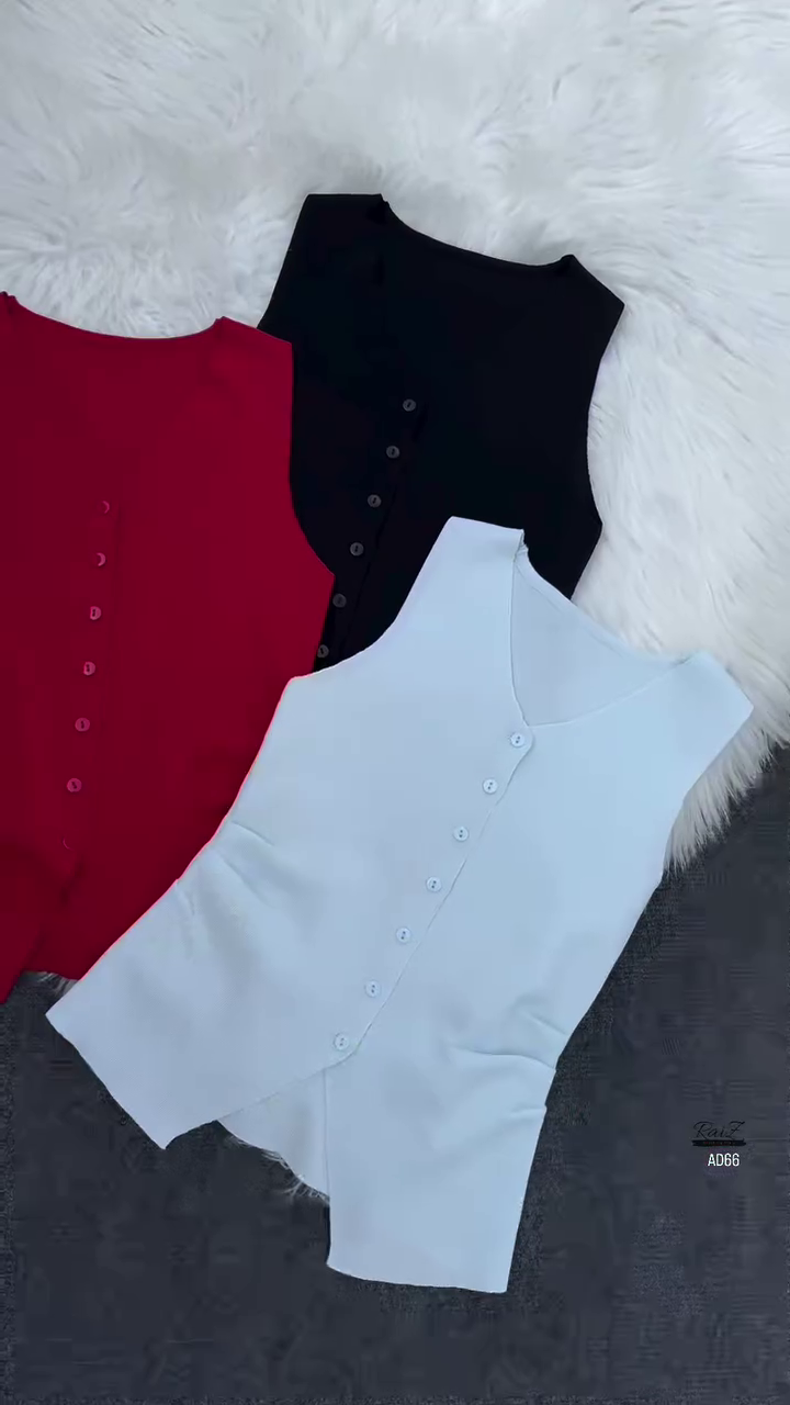 Classic Button-Front Sleeveless Top - Image 3