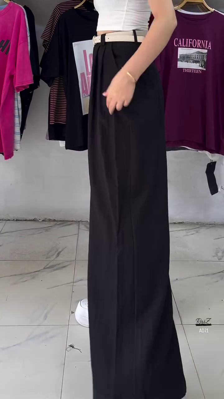 Navy Blue High-Waist Wide-Leg Pants - Image 4