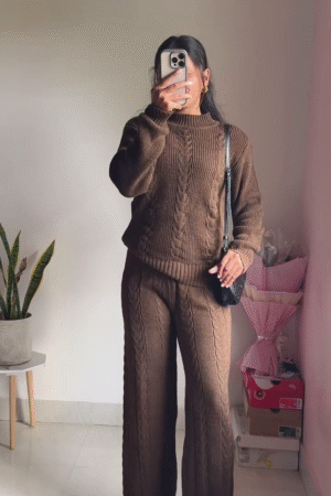 Knitted Sweater & Jogger Co-ord Set 🧶 Available in Maroon & Brown Variants