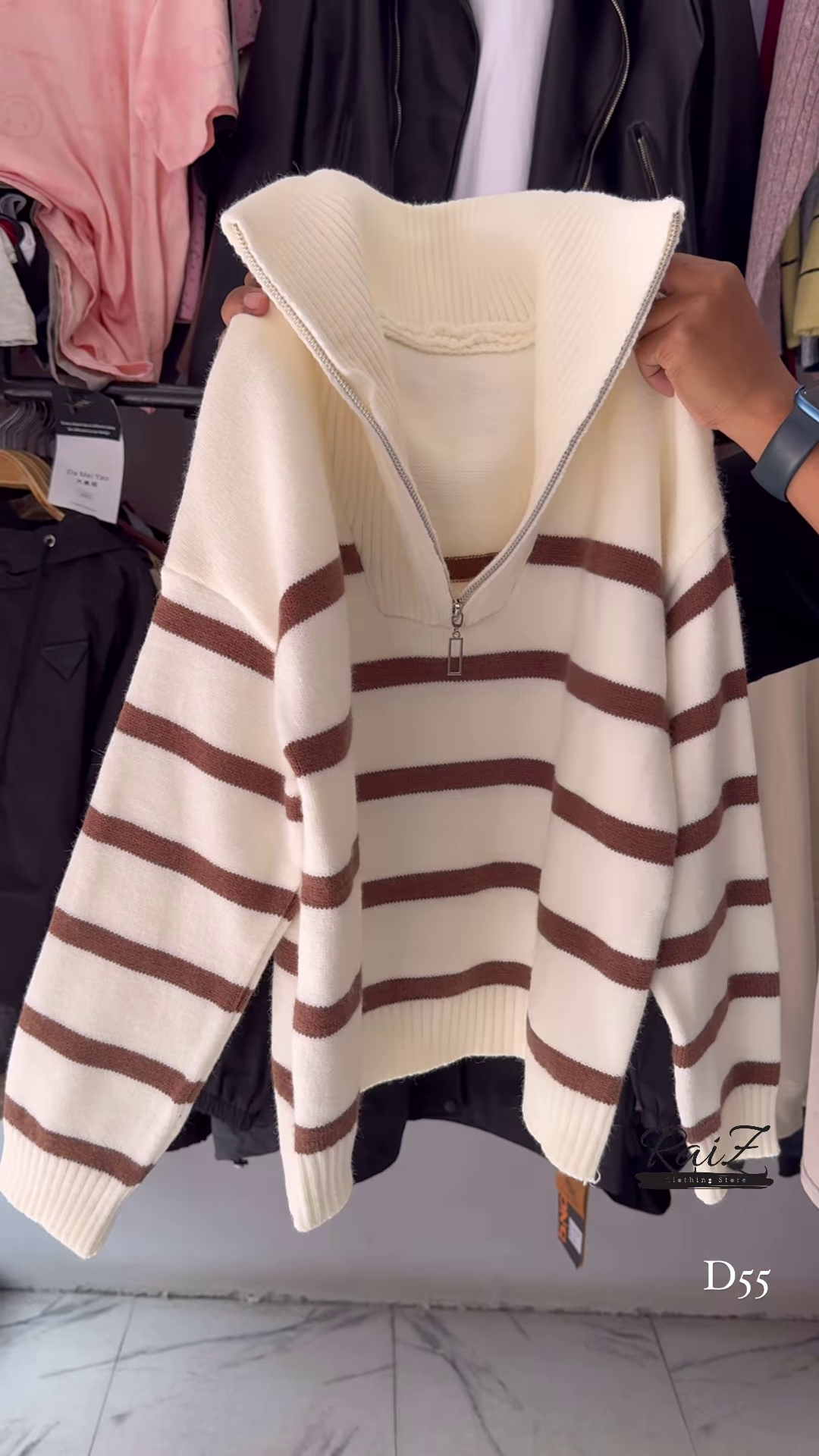 Half-Zip Striped Knit Sweaters 🧶⛷ With High Collar – Red, White & Blue Variants - Image 6