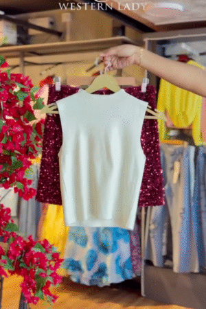 Ivory Knit Tank & Garnet Sequin Blouse Duo