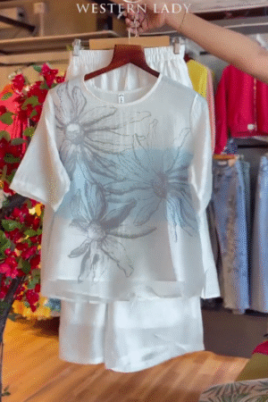 Sketch Bloom Tee & White Petal Shorts