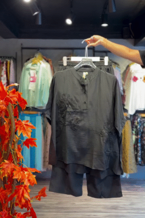 Mandarin Bloom Co-ord in Noir