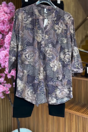 Swirl Bloom Blouse & Noir Base Pants