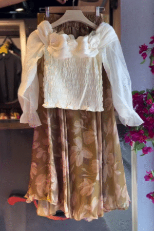 Embroidered Paisley Top in Olive & Wide-Leg Pants in White