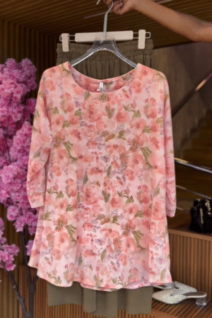 Floral Tunic in Blush & Olive Pants