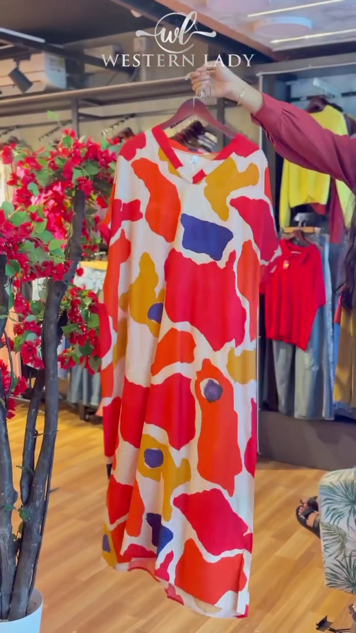 Abstract Floral Dress in Green Mix - Image 2