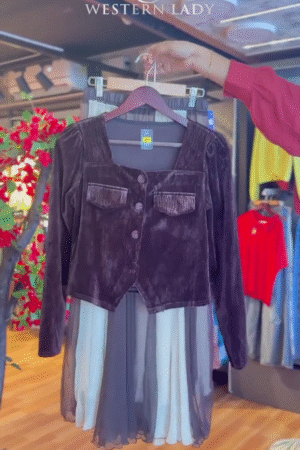 Velvet & Mesh Dress in Cocoa Noir