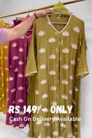 Elegant Floral Embroidered Kurta Set – Graceful & Chic