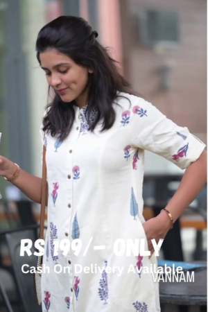 Elegant Off-White Floral Shirt Kurti Set – Timeless Grace & Comfort