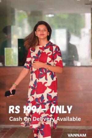 Vibrant Red & Blue Floral Kurti Set – Chic & Comfortable Ethnic Wear