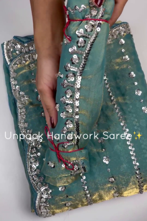 Premium Handwork Partywear Sequin Embroidered Saree