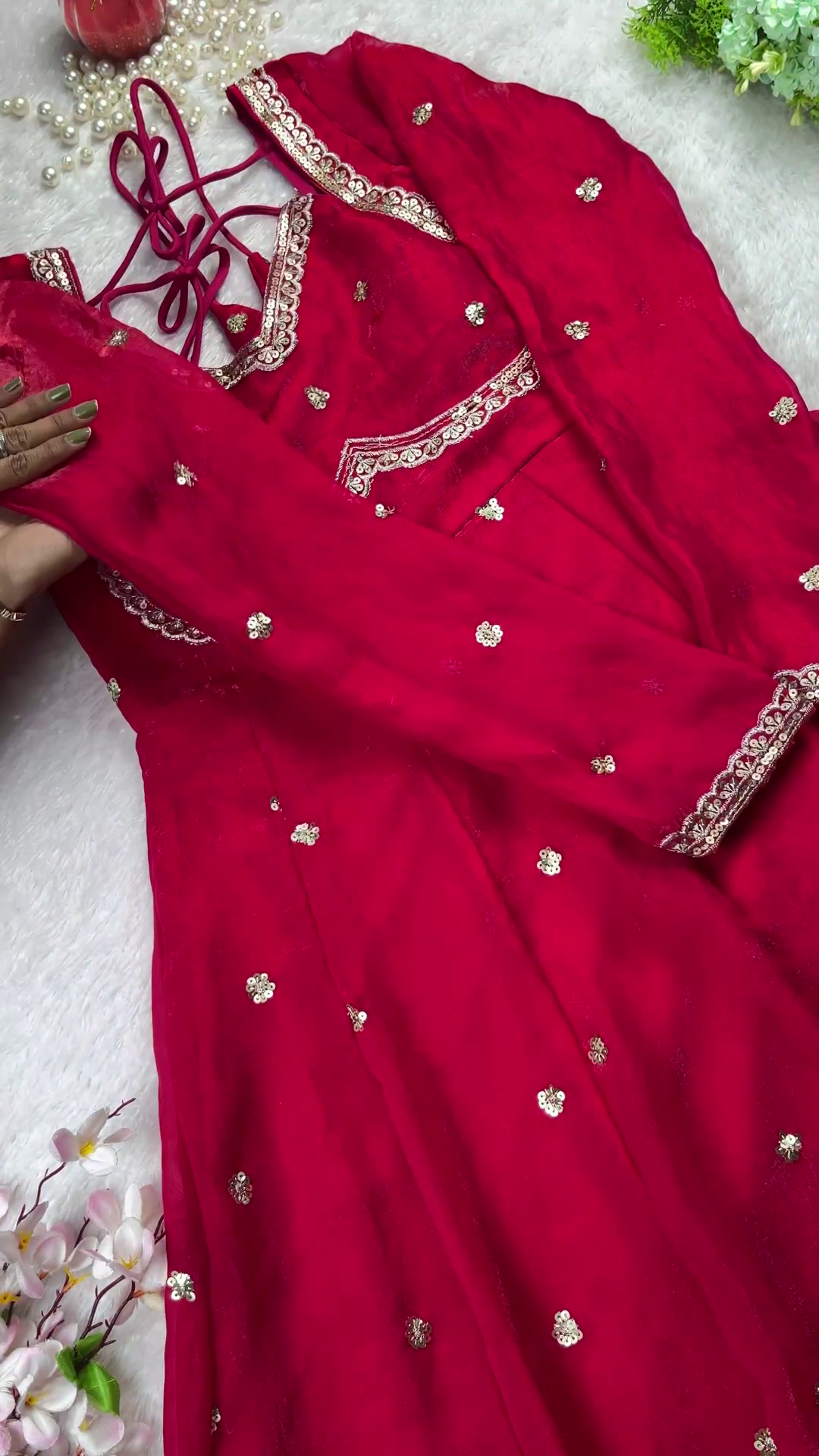 Majestic Rani Pink Scalloped Designer Gown