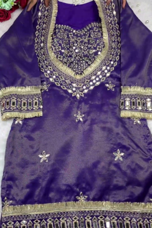 Royal Purple Silk Kurti with Intensive Mirror Artistry