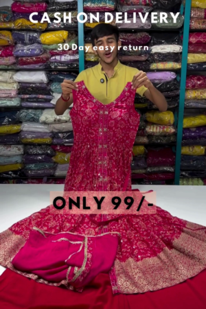 Fuchsia Royalty: Embroidered Floral Anarkali & Lehenga Set