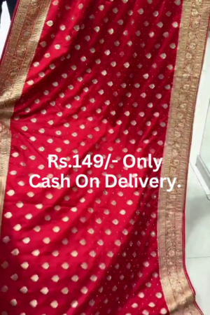 Crimson Heritage: Woven Banarasi Silk Festive Saree