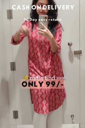 Terracotta Tribal: Geometric Printed Button-Down Kurta